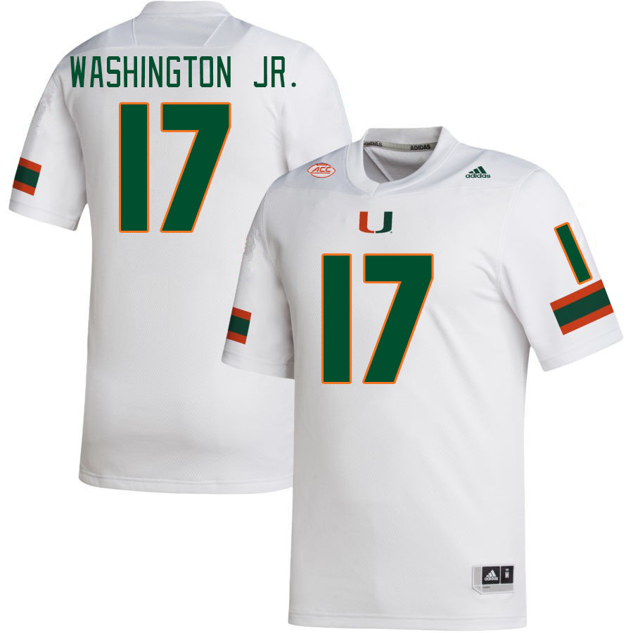 Men #17 Bobby Washington Jr. Miami Hurricanes College Football Jerseys Stitched-White